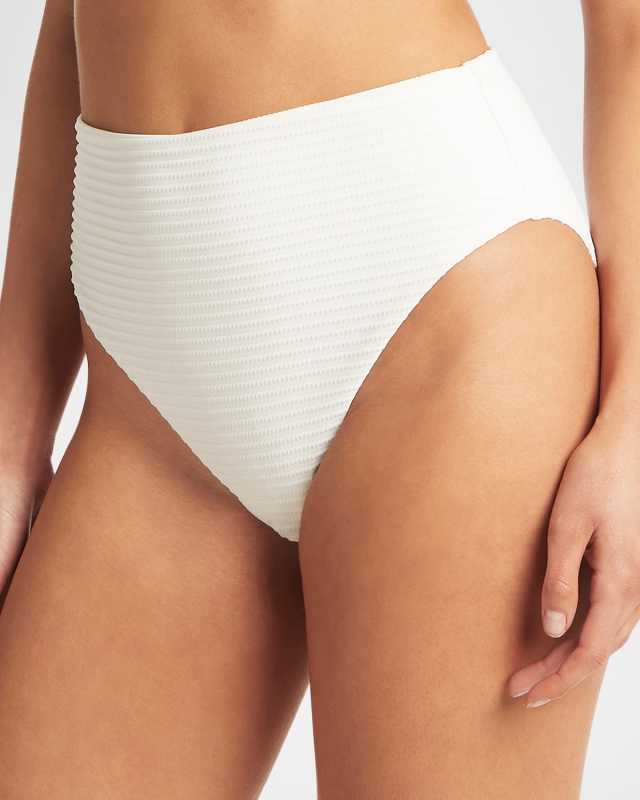 Ribbed Retro High Waist Bikini Bottoms